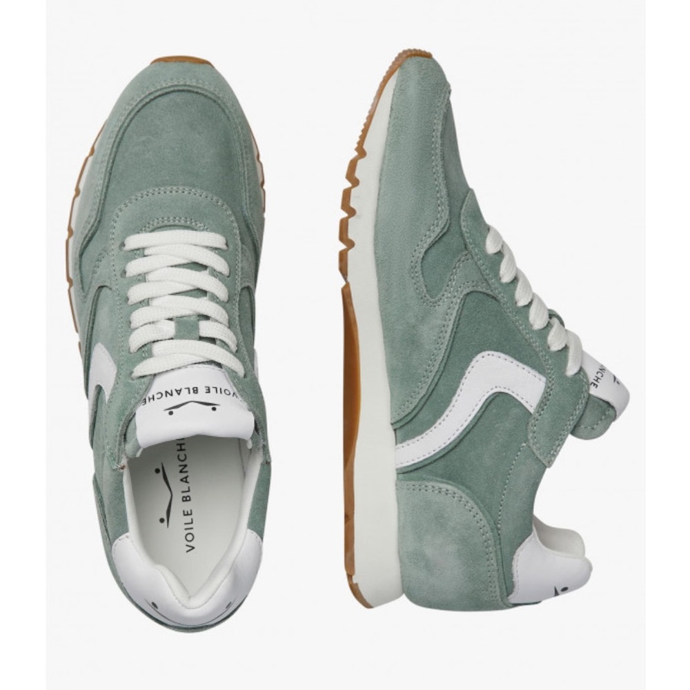 NWT VOILE BLANCHE JULIA Leather And Suede Sneakers in Sage - Picture 4 of 15